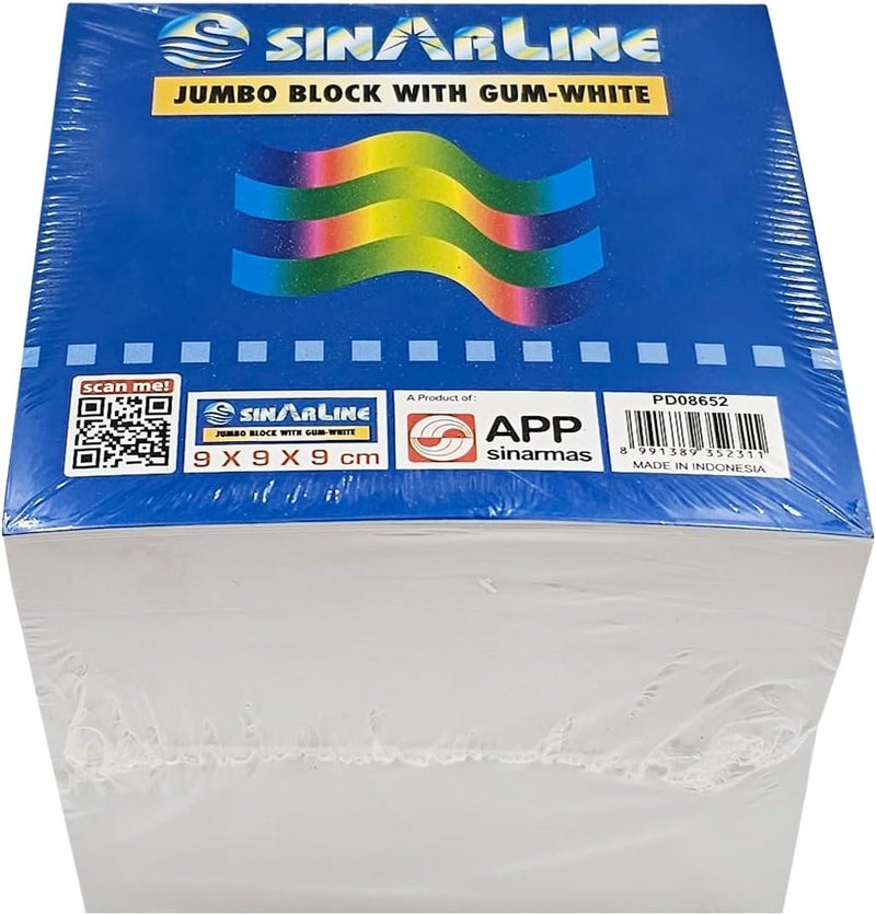 SINARLINE ملاحظات سينا لاين اللاصقة 9x9 سم دفتر ملاحظات متميز | وسادات لاصقة بيضاء | 870 ورقة | سهل الاستخدام في المكتب | المنزل | دفتر - عبوة من 05 - Image 1